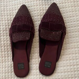 White House Black Market Deep Red Studded Mules